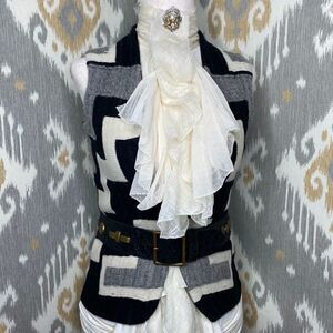 Ralph Lauren Black, Gray & Ivory Southwest Knit Sweater Vest